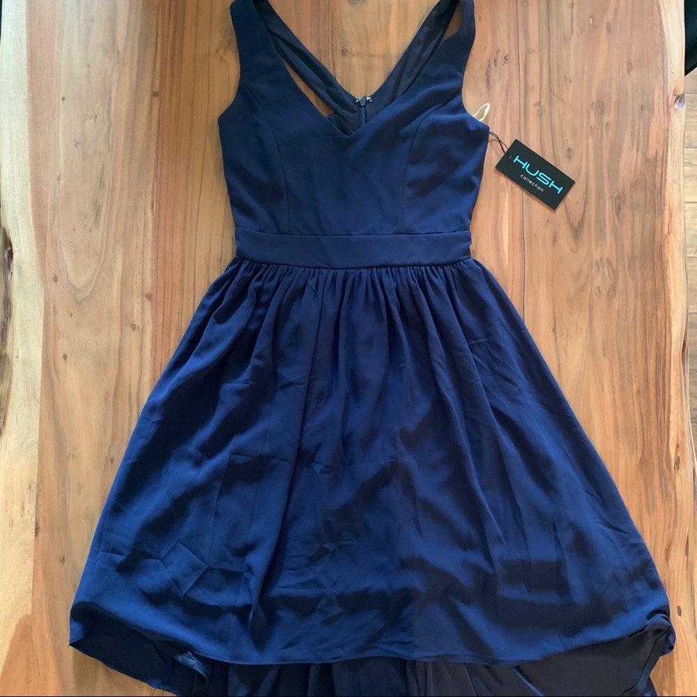 HUSH Navy Hi-Low Dress